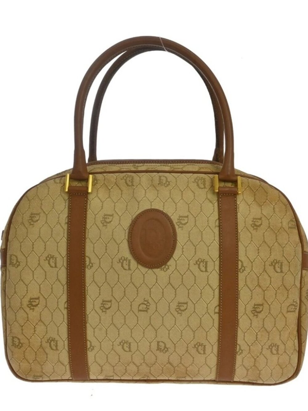 Christian Dior Beige Canvas Leather Handbag